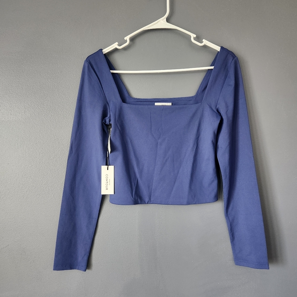 Babaton Contour square neck crop baby tee women's M royal blue. Worn once.